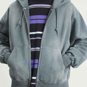 Sweat à capuche homme coupe courte, coton épais 400 g/m², essentiels d'automne, logo personnalisé, haute qualité, effet vieilli délavé à l'acide - Product Image 1