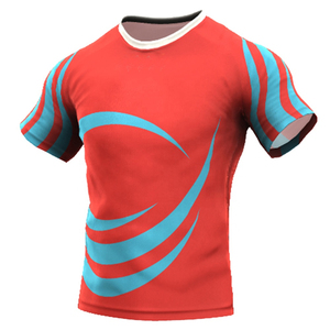 เสื้อรักบี้แขนสั้นพิมพ์ลายตามสั่ง 100% โพลีเอสเตอร์ รุ่นใหม่มาแรง ลดราคาพิเศษ พร้อมโลโก้และชื่อทีมตามสั่ง ระบายอากาศได้ดี แห้งเร็ว - Product Image 1