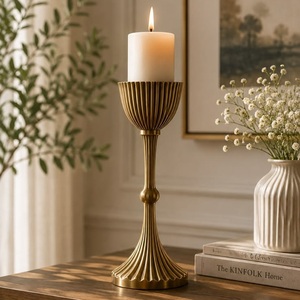 KRAFT WORLD Gold Metal <b>Tall</b> Hurricane <b>Lantern</b> Modern Luxury Table Centerpiece Decorative Candle Stand Home Decor Handmade - Product Image 5