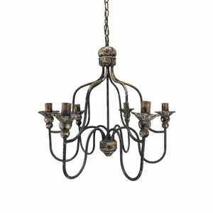 Fabulous Vintage Iron Chandelier Circle Shape <b>Lighting</b> <b>Fixture</b> Ceiling Decorations Black Metal Spiral Design - Product Image 1