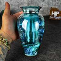 Vase à fleurs en résine époxy fait main, décoration moderne bleue, taille et logo personnalisables, cadeau de déménagement pour salon