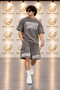Custom Vintage Acid Wash <b>T</b> <b>Shirt</b> Shorts Set Men Oversized Heavyweight Cotton Distressed Streetwear Unisex Two Piece Outfit - Product Image 5