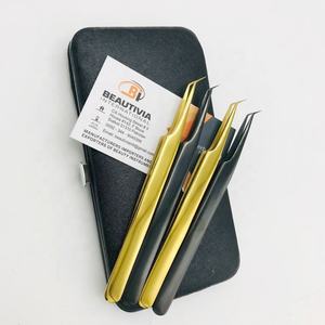 Pinzas de extensión de pestañas de acero inoxidable con capas de plasma de 45 grados de etiqueta privada personalizables Extensión de pestañas redondeada sostenible - Product Image 2