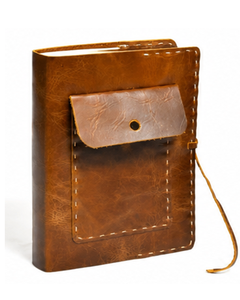 Cuaderno de Cuero Hecho a Mano Estilo Vintage con Bolsillo |   Diario de Viaje Personalizado, Cuaderno de Cuero PU con Bolsillo Frontal - Product Image 6