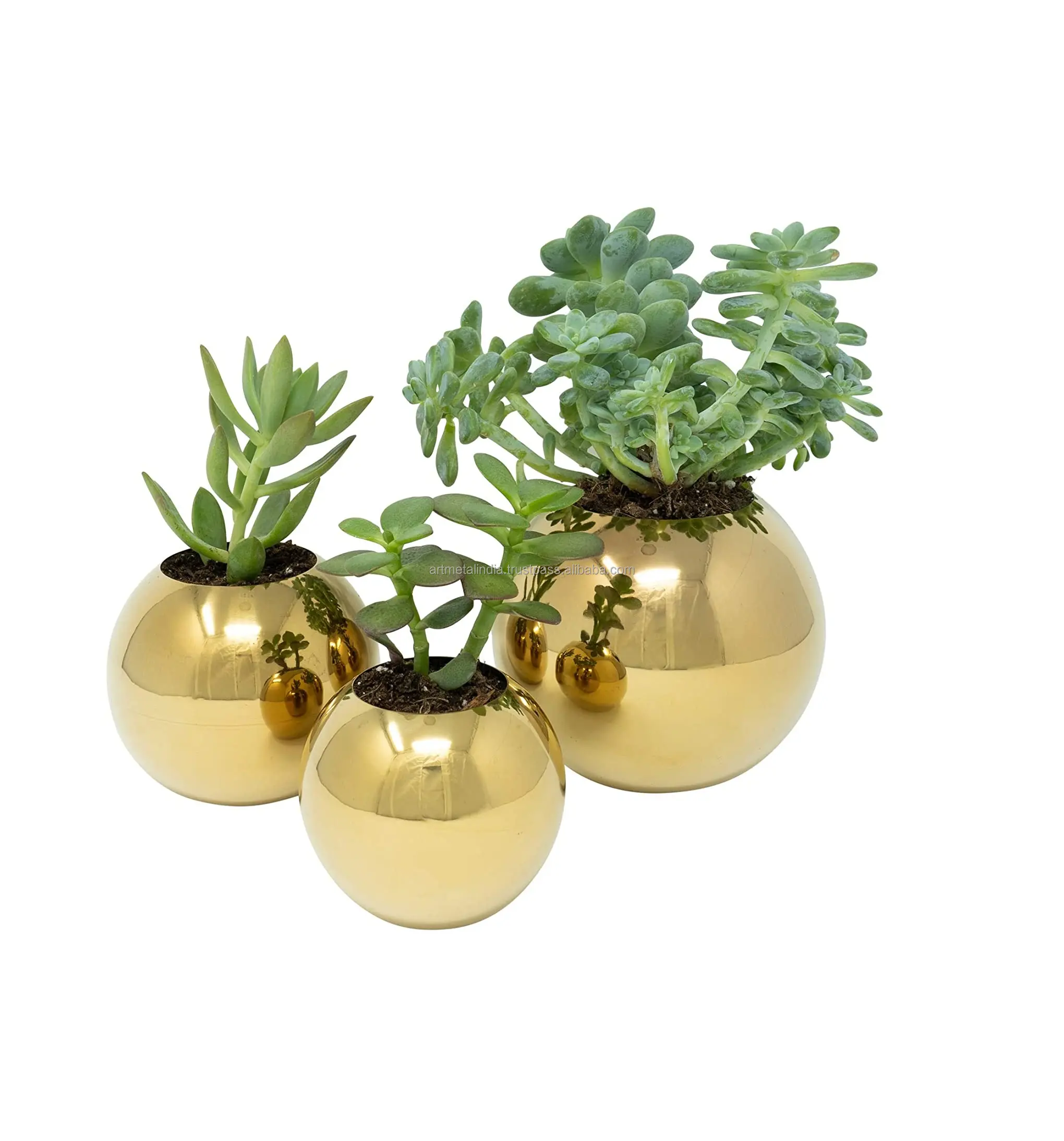 Macetas de metal chapadas en oro para decoración de jardín, maceta de metal personalizada, precio al por mayor