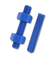 PTFE Coated Stud Bolt, B7 Alloy Steel Teflon B8 Stainless Steel Threaded Rod for Petrochemical Industry