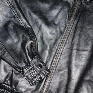 Handmade <b>Vintage</b> Black Genuine Sheepskin Leather <b>Jacket</b>, Men’s Retro 90s Style <b>Bomber</b> <b>Jacket</b>, Classic Casual Streetwear - Product Image 4