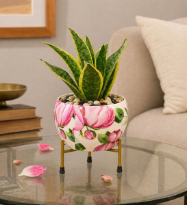 Pot de fleurs décoratif en métal Meenakari Pitalnagi fait main pour plantes d'intérieur et d'extérieur, jardin, maison, balcon - Product Image 4