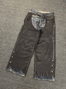 Pantalon en jean ample pour homme, style Y2K, avec broderie de patchs, chaîne métallique et impression numérique - Product Image 2