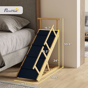 Rampa Plegable para Perros con Altura Ajustable y Tapete Antideslizante, Escalones para Mascotas para Perros Pequeños a Grandes, Producto para Camas y Accesorios - Product Image 2