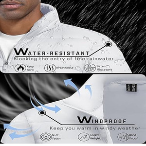 Bubble Puffer Jacket for Men <b>Warm</b> Outdoor <b>Waterproof</b> 100% Nylon Stand Collar Thick Cotton Filled Bomber Jacket with Front Logo - Product Image 2