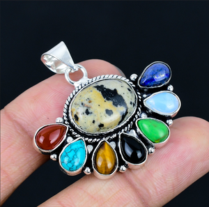 เครื่องประดับอัญมณีธรรมชาติหลายแบบสำหรับผู้หญิงจี้สร้อยคอลายดอกไม้ - Product Image 2