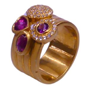 Wedding Wear 925 Sterling Silver Gold Plated Jewelry White Topaz Pink Tourmaline Gemstone Women Wear Classic Ring - Product Image 5