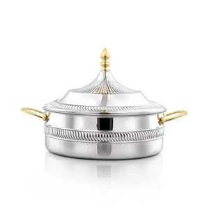 Casserole ronde en acier inoxydable, réchaud isotherme, poignées dorées, couvercle en dôme, boîte alimentaire thermique, boîte à repas chaude - Product Image 5
