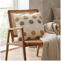 Housse de coussin carrée à pois brodés en chenille, style moderne, pour hôtel, personnalisable, beige, gris, or, pois blancs