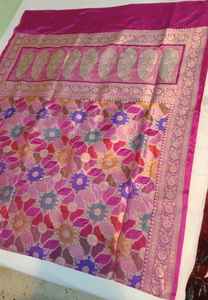 Sari de Seda Brocada Banarasi con Borde de Lujo, Estilo Kanchipuram, Tejido Jacquard, Sari Tradicional Indio para Fiestas - Product Image 5