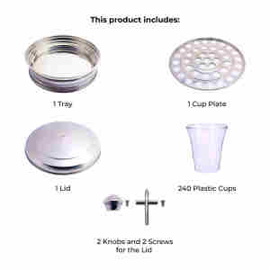 PREMIUM CHURCH GRADE STAINLESS STEEL <b>COMMUNION</b> TRAY SET 33 <b>CUPS</b> MIRROR FINISH WITH PLASTIC <b>CUPS</b> STABLE BASE DESIGN - Product Image 2