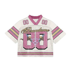 Jersey Corto de Malla Oversize Personalizado para Mujer, Estilo Y2K Streetwear con Estampado Gráfico de Números, Cuello en V, Venta al por Mayor, Proveedor a Granel 2026 - Product Image 1