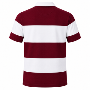 Chemise à col rayé pour homme avec logo personnalisé, écologique, 100% coton, style preppy streetwear, manches courtes, design color block - Product Image 2