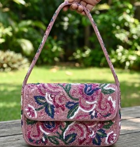 Embroidered Beaded Shoulder Bag Ocean Wave Pattern <b>Seed</b> Bead Modern Crossbody Purse Fashion Clutch Women Boho Evening Handbag - Product Image 5