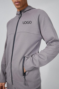 เสื้อฮู้ดดี้ทรงสลิมฟิตแบบยูนิเซ็กซ์ ขายส่ง ผ้าฝ้ายฟลีซ 100% เสื้อสเวตเชิ้ตคอวีแบบซิป แห้งเร็ว เก็บความร้อน สกรีนโลโก้ได้ - Product Image 3