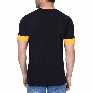 Men's Color Blocked Striped T-Shirt Short Sleeve O-Neck Casual Knitted Regular Fit White <b>Navy</b> Orange <b>Top</b> - Product Image 3