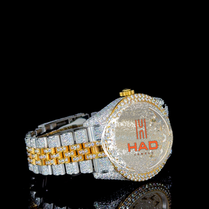 Reloj de Lujo con Diamantes Cultivados en Laboratorio, Dos Tonos de Oro, Bisel con Diamantes, Reloj de Diseño para Hombre, Joyería de Moda Hip Hop - Product Image 5
