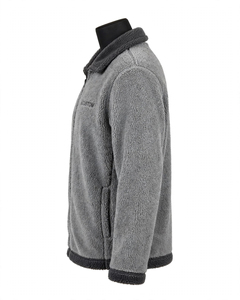 Embroidered Logo Men's Sherpa Two Tone <b>Fleece</b> <b>Jacket</b> <b>Grey</b> Fold Down Contrast Collar Casual Zip Up <b>Jacket</b> Wholesale OEM - Product Image 4