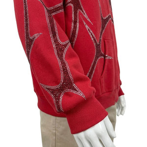 Sweat-shirt unisexe à capuche rouge zippé en polaire unie, séchage rapide, avec poche, coupe ample, manches classiques, tricoté pour l'hiver, 100% coton Econex - Product Image 5