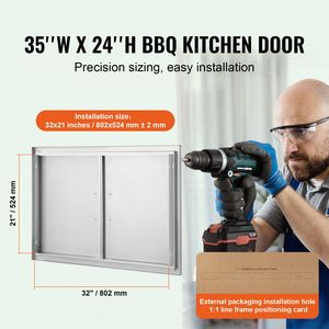 Sportello di Accesso BBQ a Incasso in Acciaio Inossidabile 35W x 24H Pollici per Cucina Esterna, Accessori per Mobili Verticali da Cucina - Product Image 2