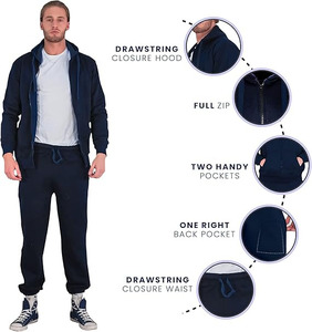 Men's Winter Midnight Fleece Tracksuit Versatile Two-Piece Casual Set Featuring Full-<b>Zip</b> <b>Hooded</b> Jacket Reversible Eco-Friendly - Product Image 3