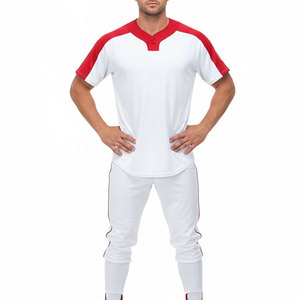 Maillot de baseball blanc pour homme avec accents rouges, ensemble uniforme en polyester respirant, taille adulte, nom d'équipe personnalisé - Product Image 1