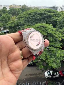 Montre chronographe personnalisée pour homme, diamants Moissanite VVS, bracelet en caoutchouc semi-serti, étanche, cadeau pour amis - Product Image 3