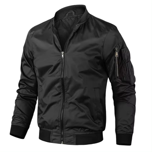High Quality Wholesale Custom Men's Zipper up Fashion Solid color with Embroidery For Men Streetwear Full Sleeves Bomber <b>Jackets</b> - Product Image 3