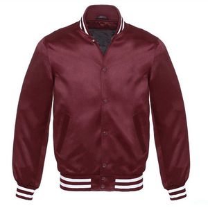 Blouson Bomber Unisexe en Satin 100% Laine, Col Montant, Doublure Matelassée, Broderie Personnalisée, Style Universitaire, Vente en Gros OEM - Product Image 2