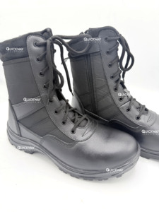 Bottes de travail tactiques en cuir noir pour hommes, 8 pouces, légères, durables, chaussures de sécurité pour la randonnée en plein air - Product Image 4