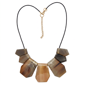 Boho Geometric Horn Shell Statement Necklace for Women Adjustable <b>Black</b> <b>Cord</b> Gold Plated Fashion Chokers Necklaces - Product Image 1