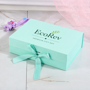 Custom Eco-Friendly Recycled <b>Materials</b> Waterproof Rigid Cardboard <b>Magnetic</b> Closure Foldable Gift Packaging Box with Ribbon - Product Image 6