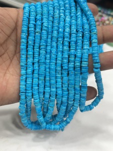 Perles de pierres précieuses de haute qualité pour la fabrication de bijoux, 17 pouces, marcassite bleue naturelle, forme Heishi lisse, taille 6-7 mm - Product Image 2