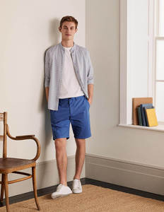 Pantalones Cortos Bermuda de Algodón Azul Sólido para Hombre, Cintura Media, Cierre de Botones, Estilo Casual, Tejido Transpirable - Product Image 2