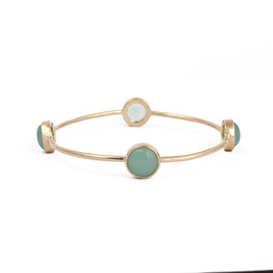 Bracelet tennis plaqué or en calcédoine aqua, fait main, bijou statement pour anniversaire, cadeau pour femme R - Product Image 1