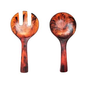 Ensemble de service à salade en résine de tigre fabriqué en Inde, ustensiles en bois de mangue d'acacia naturel, ensemble d'outils de cuisine disponibles - Product Image 1