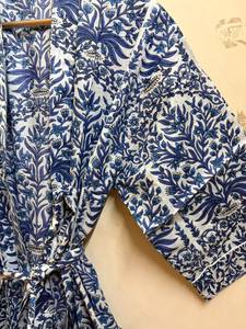 Peignoir Kimono Léger et Respirant en Coton à Col en V avec Cordon de Serrage, Imprimé Floral et Oiseaux, pour Femme, Idéal pour le Bain, le Spa et la Plage - Product Image 4