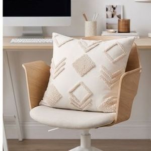 Housse de coussin carrée brodée bohème de qualité supérieure, motif géométrique abstrait, blanc crème, décoration d'intérieur, taie d'oreiller - Product Image 4