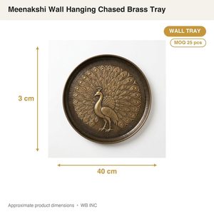 Plateau mural suspendu Meenakshi en laiton antique, fait main, motif animalier traditionnel, 40 cm, décoratif, pour la maison, cadeau de mariage - Product Image 4