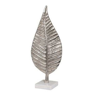 Escultura de Hoja de Arce de Aluminio Plateado con Base de Mármol Blanco, Decoración de Lujo para el Hogar, Precio al por Mayor - Product Image 2