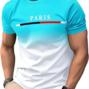 T-shirt à manches courtes pour homme, col rond, imprimé graphique, dégradé, t-shirt décontracté d'été, haut classique - Product Image 6