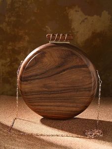 Sculpted <b>Rustic</b> <b>Wooden</b> Evening Clutch With Polish Finished For Wedding Festive Wear Party Boho Luxe Fashion Statement Purse &Bag - Product Image 4