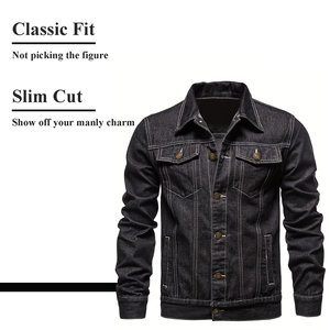 Chaqueta de Mezclilla Negra para Hombre, Corte Moderno y Ajustado, Chaqueta de Mezclilla Elástica Premium, Ajuste Cómodo, Transpirable, Color Sólido, Chaqueta Personalizada - Product Image 6