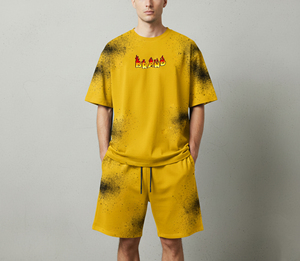 Top Quality Casual Wear Streetwear custom DTF Printed logo 100% Cotton with <b>spray</b> effect hip hop Men's 2-Piece <b>Set</b> - Product Image 4